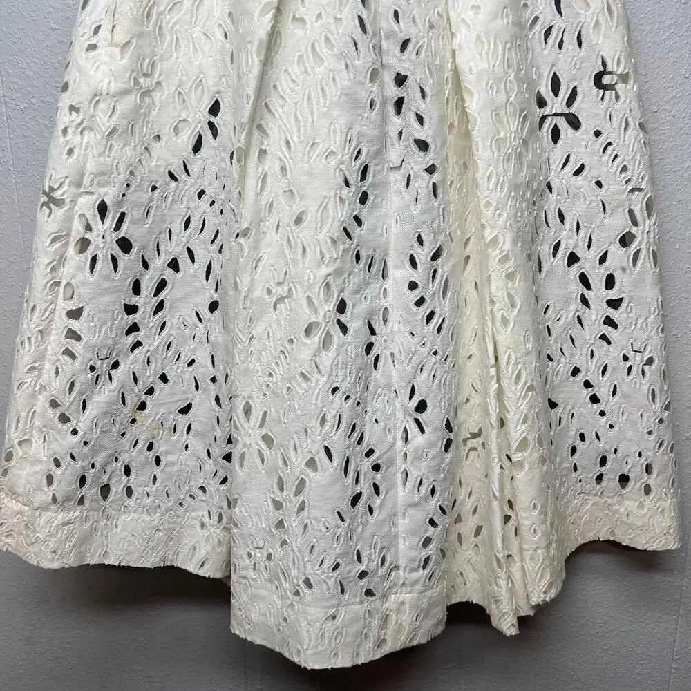AZADEH Eyelet High Waisted Womens Midi Skirt Medium Play Festival Event Fairy